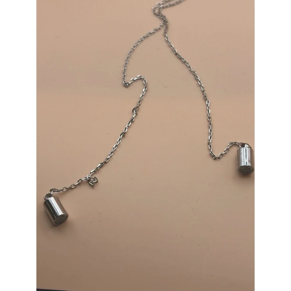 Silver CZ Tassel Fringe Necklace Pave Circle Pendant Magnetic Clasp Arthritis